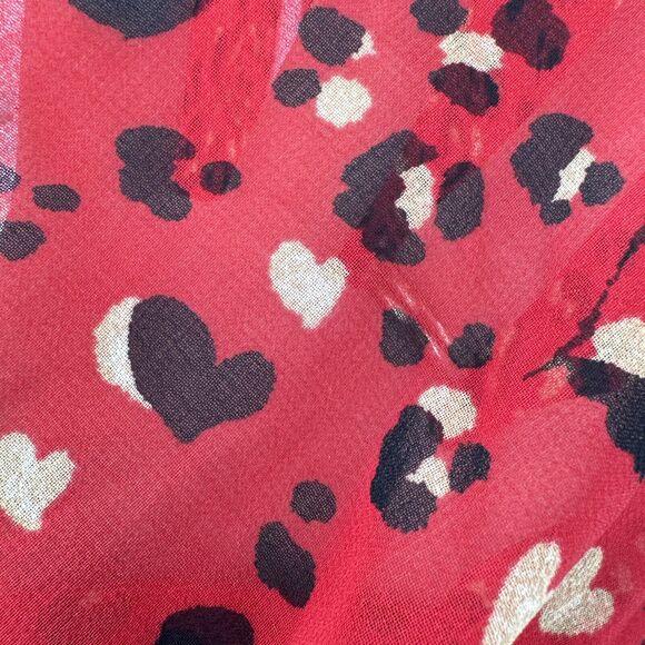 Chico's Blouse Womens Medium Red Heart Leopard Print Button Up Shirt Tie Front - Picture 10 of 10